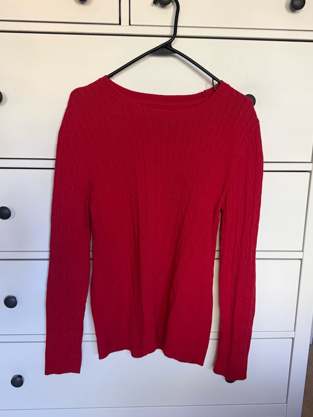 Classic Red Cable-Knit Women’s Sweater